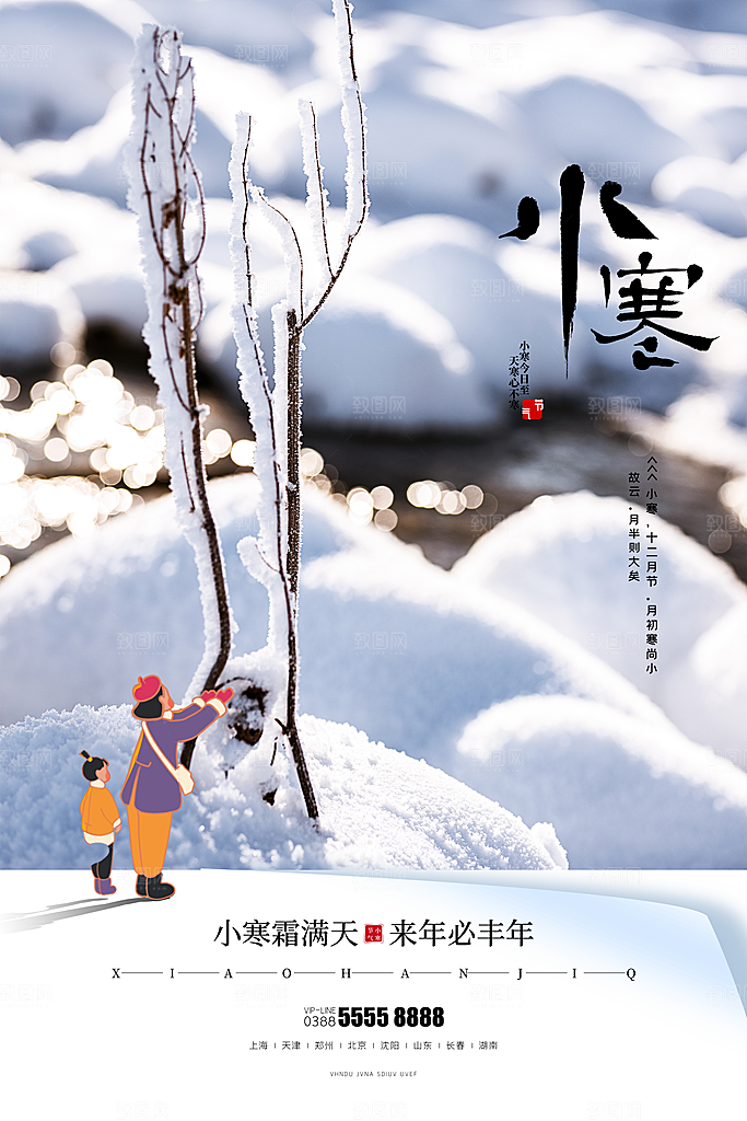 中国传统二十四节气小寒节气节日海报
