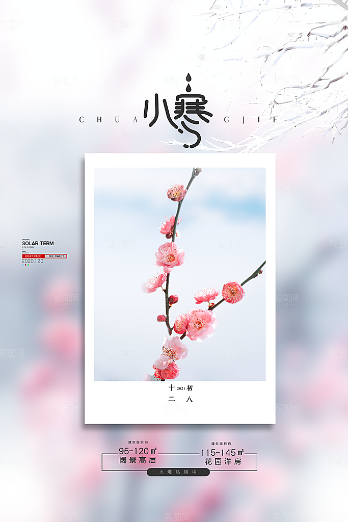 中国传统二十四节气小寒节气节日海报