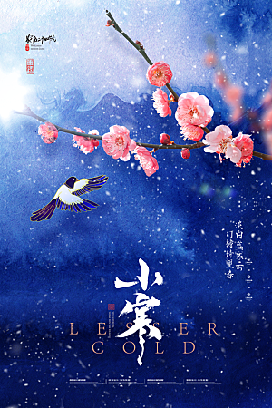 中国传统二十四节气小寒节气节日海报