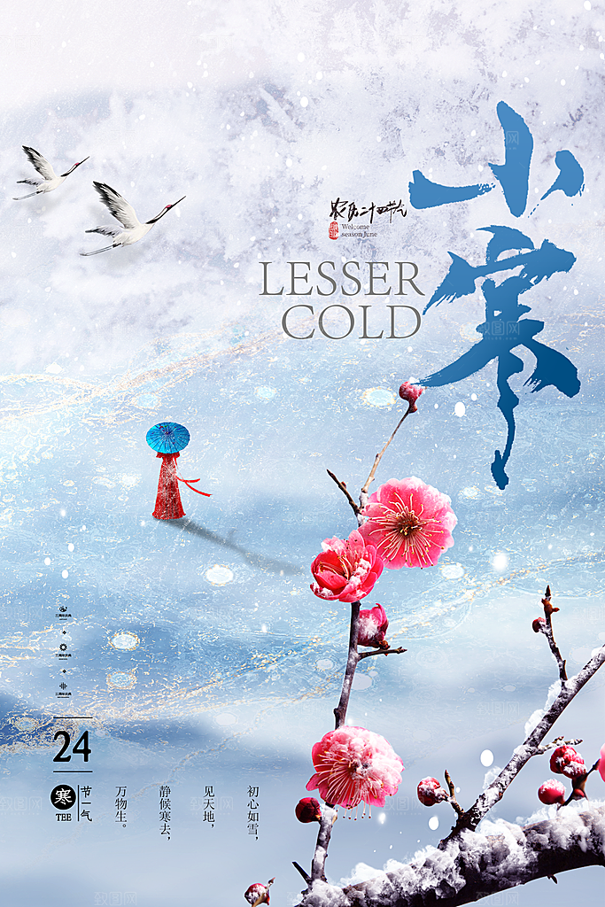 中国传统二十四节气小寒节气节日海报