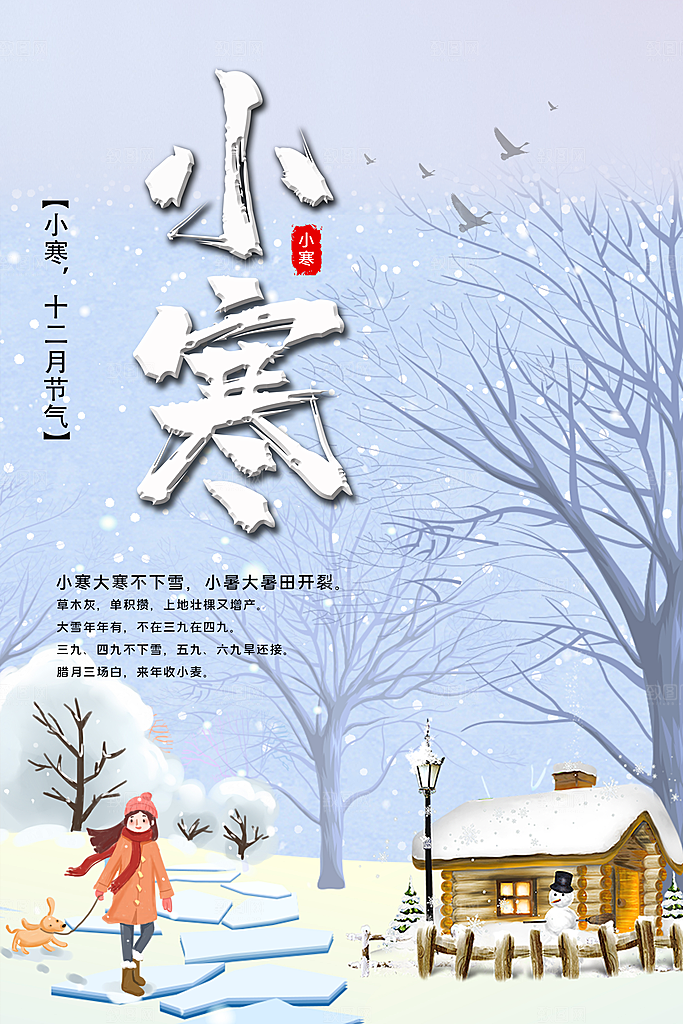 中国传统二十四节气小寒节气节日海报