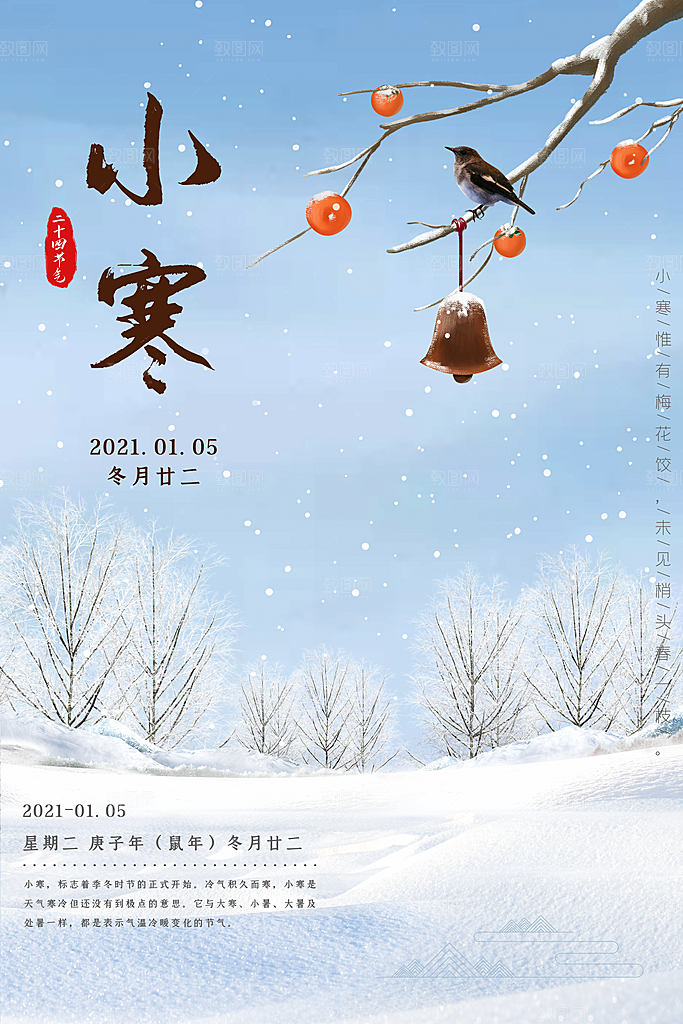 中国传统二十四节气小寒节气节日海报