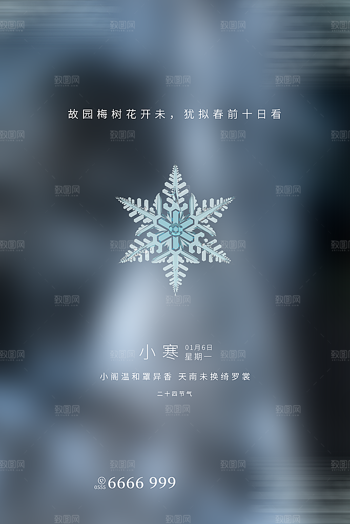 中国传统二十四节气小寒节气节日海报