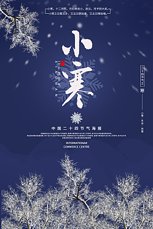 中国传统二十四节气小寒节气节日海报