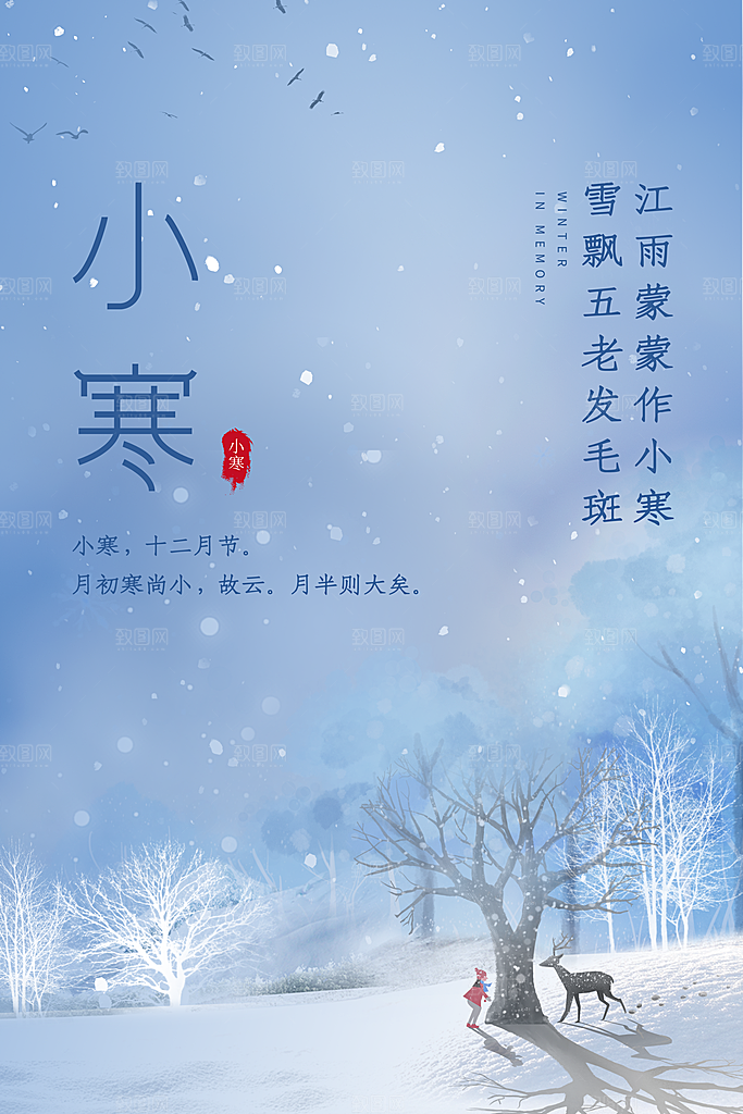 中国传统二十四节气小寒节气节日海报