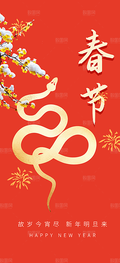 蛇年喜庆新春活动海报