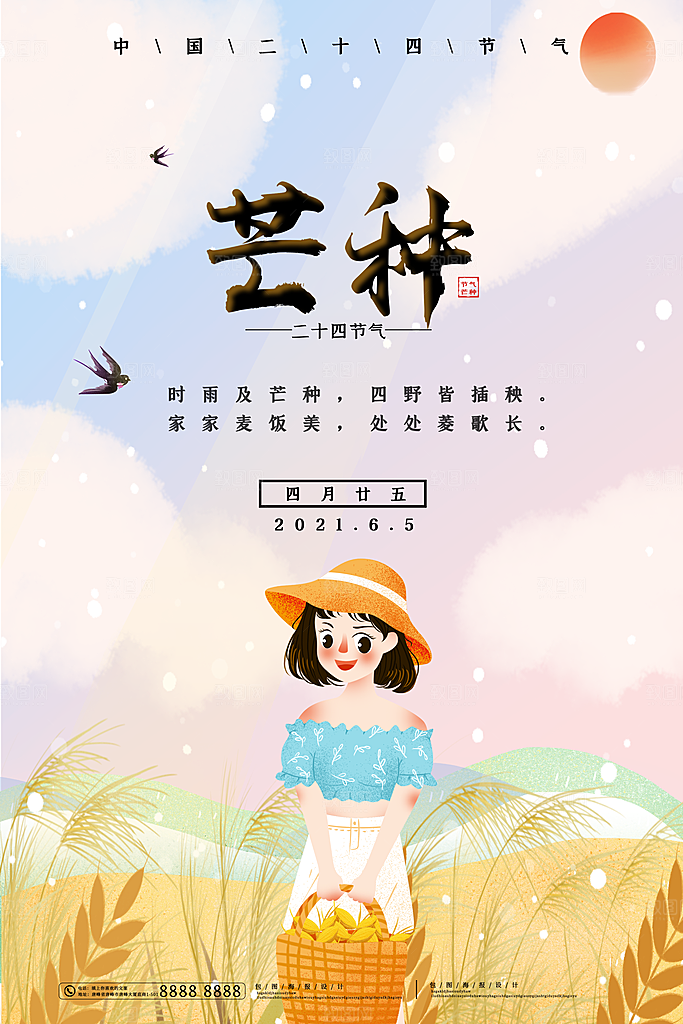 芒种节气简约大气海报