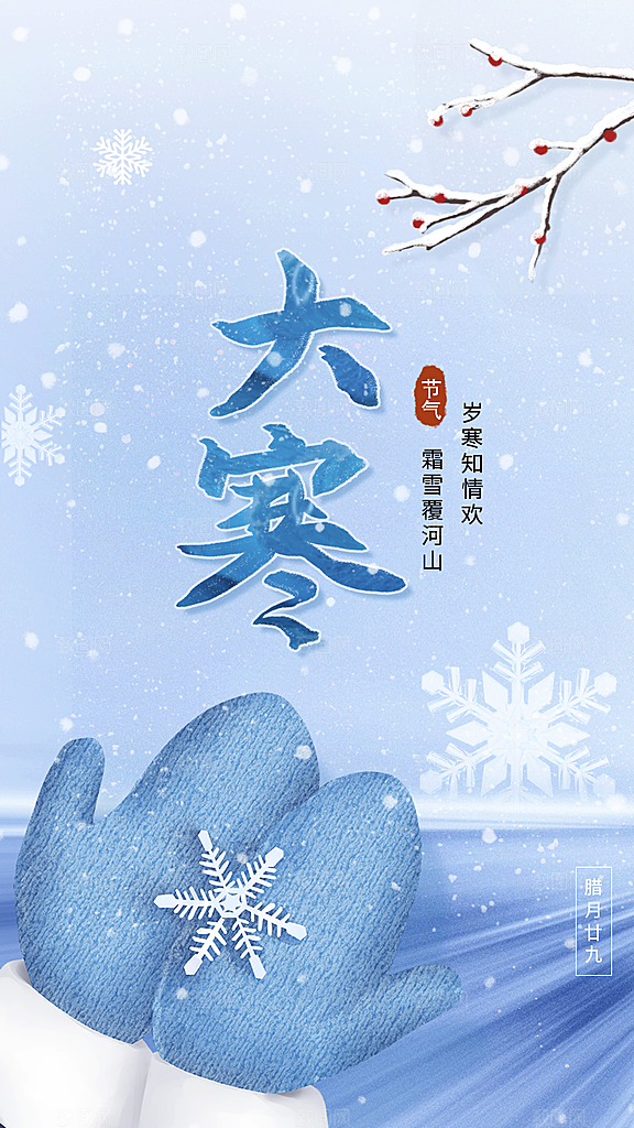 中国传统二十四节气大寒节气节日海报
