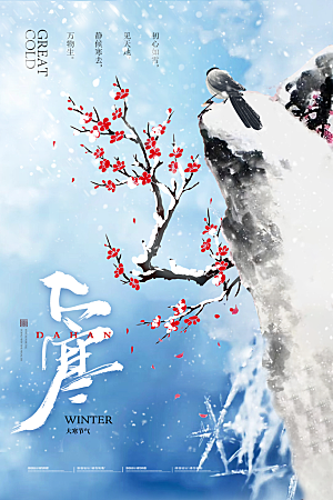 中国传统二十四节气大寒节气节日海报