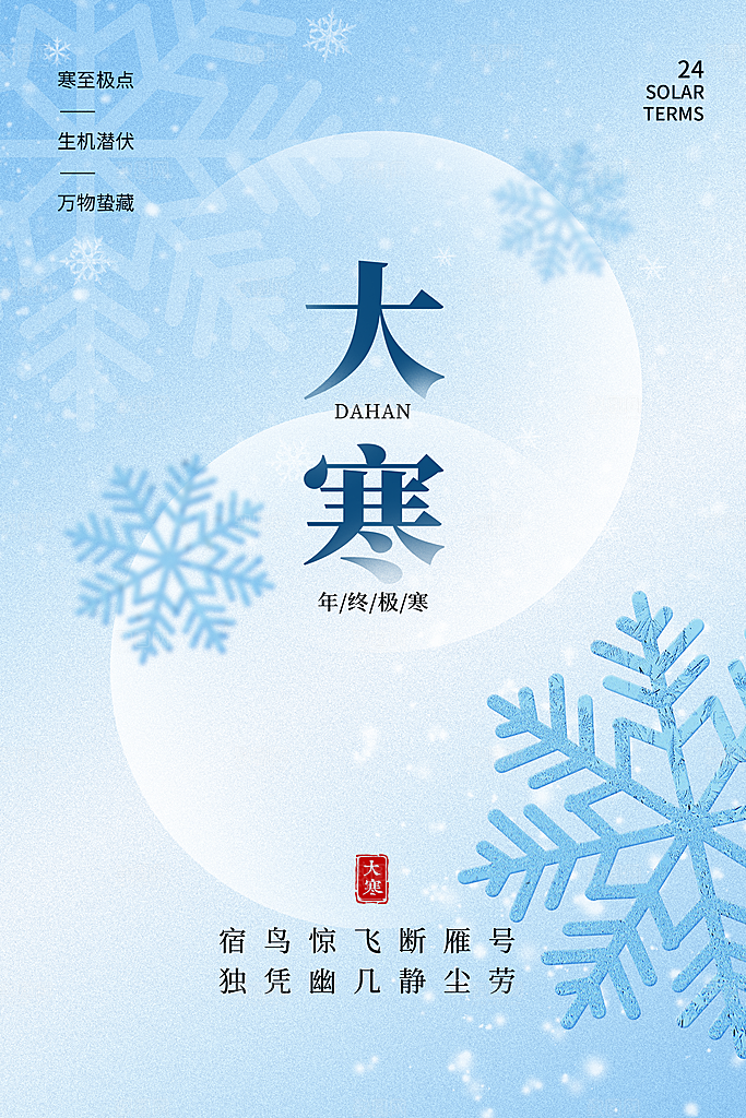 中国传统二十四节气大寒节气节日海报