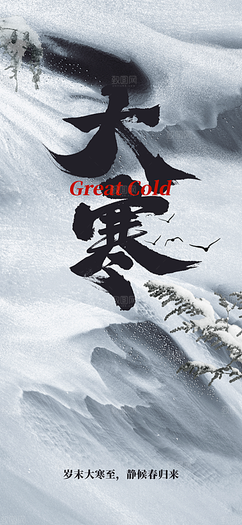 中国传统二十四节气大寒节气节日海报