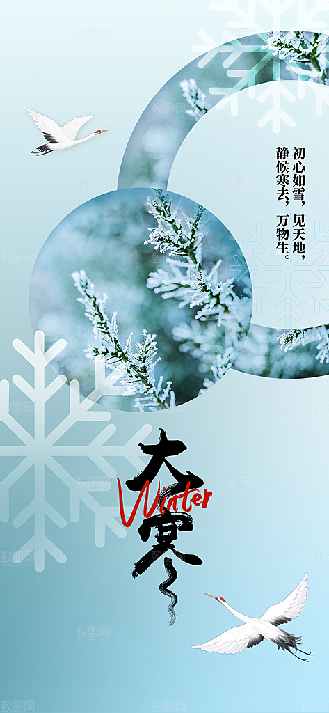中国传统二十四节气大寒节气节日海报