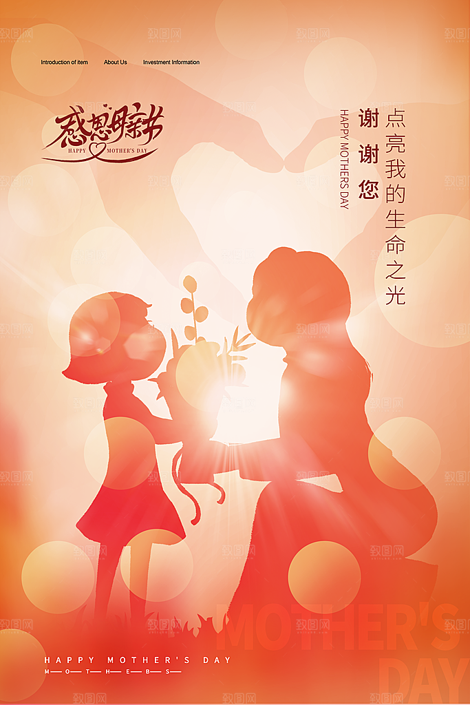 传统节日母亲节海报模版