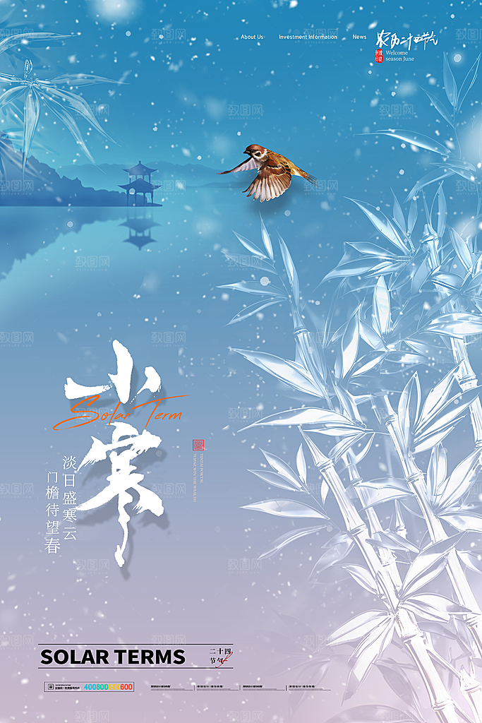 中国传统二十四节气小寒节气节日海报