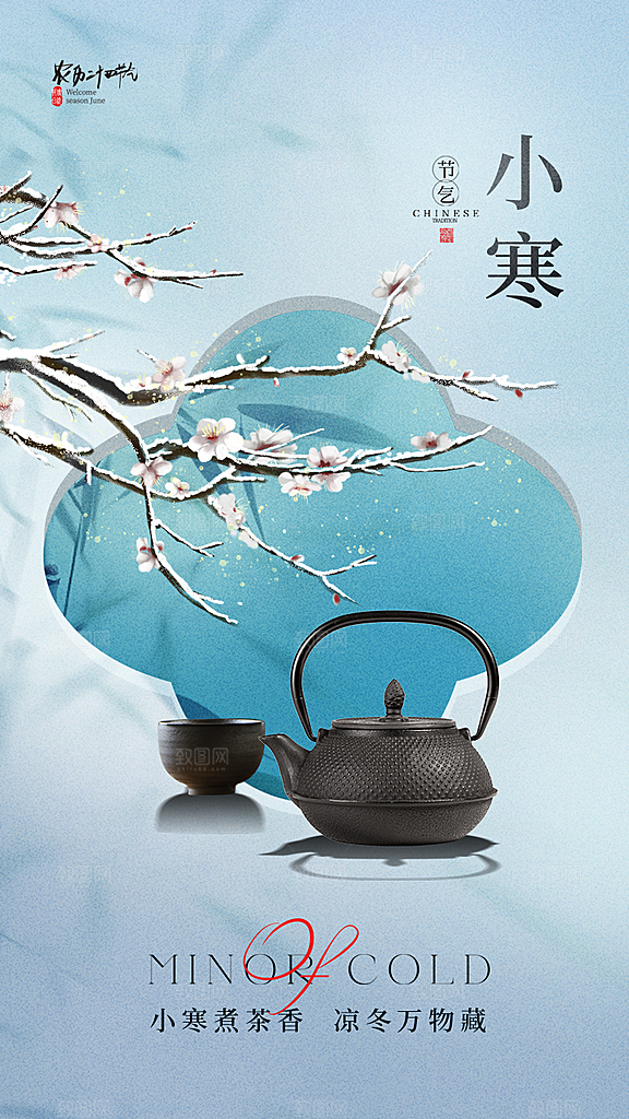 中国传统二十四节气小寒节气节日海报