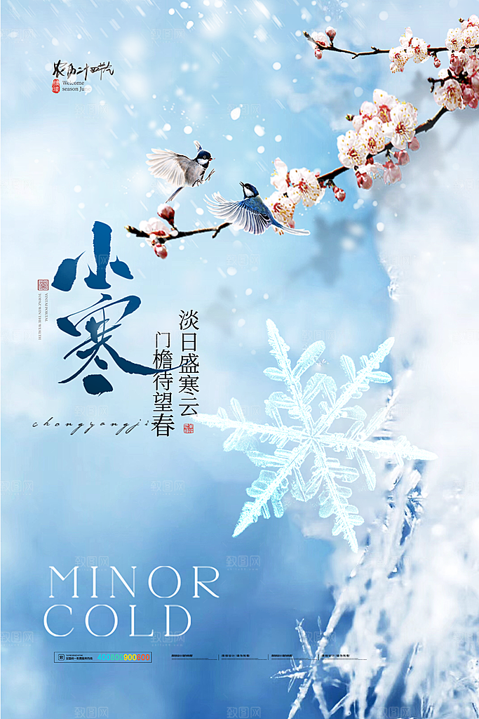 中国传统二十四节气小寒节气节日海报