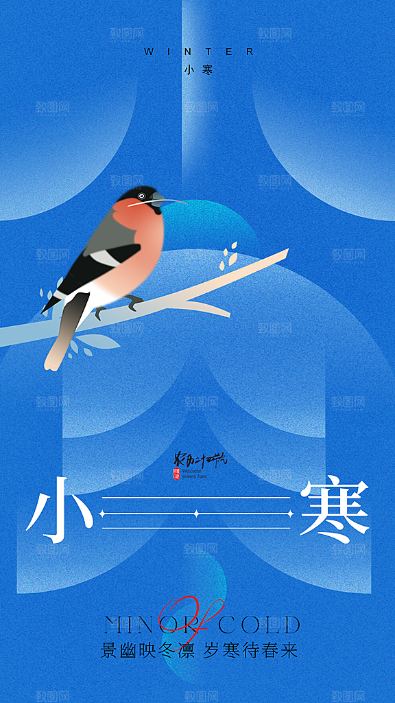 中国传统二十四节气小寒节气节日海报