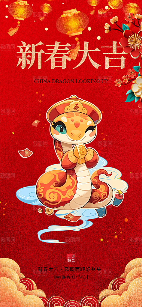 新年过年蛇年喜庆新春活动海报