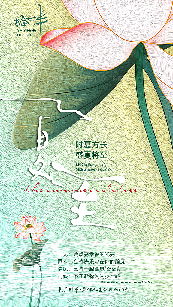 夏至节气简约大气海报