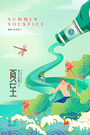 夏至节气简约大气海报