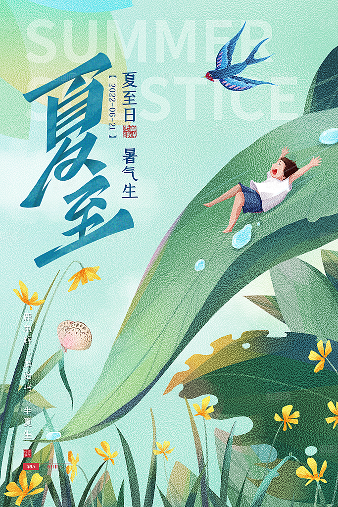 夏至节气简约大气海报