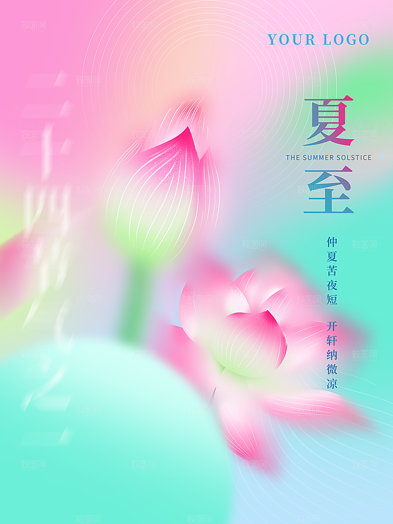 传统节气夏至海报模版