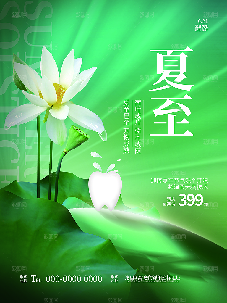 传统节气夏至海报模版