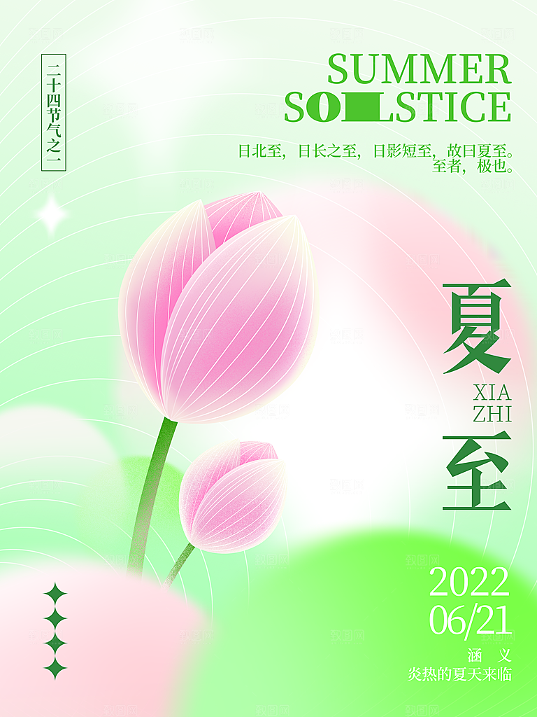 夏至节气简约大气海报