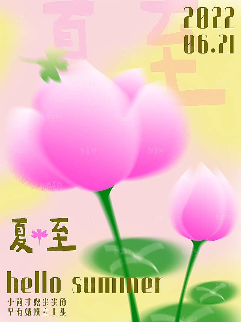 夏至节气简约大气海报