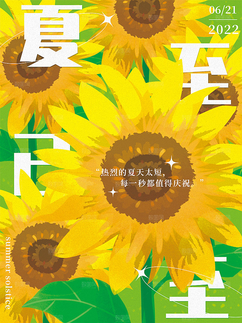 夏至节气简约大气海报