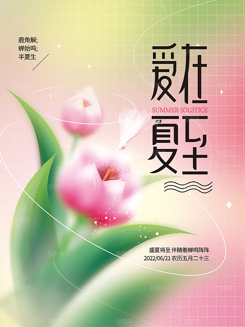 传统节气夏至海报模版