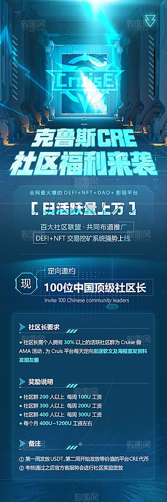 区块链科技感震撼上线海报长图