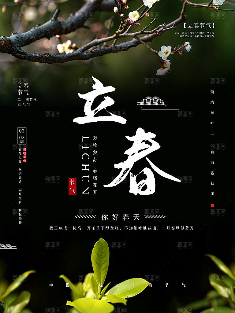 中国传统二十四节气立春节气宣传海报
