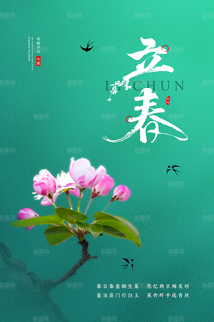 中国传统二十四节气立春节气宣传海报