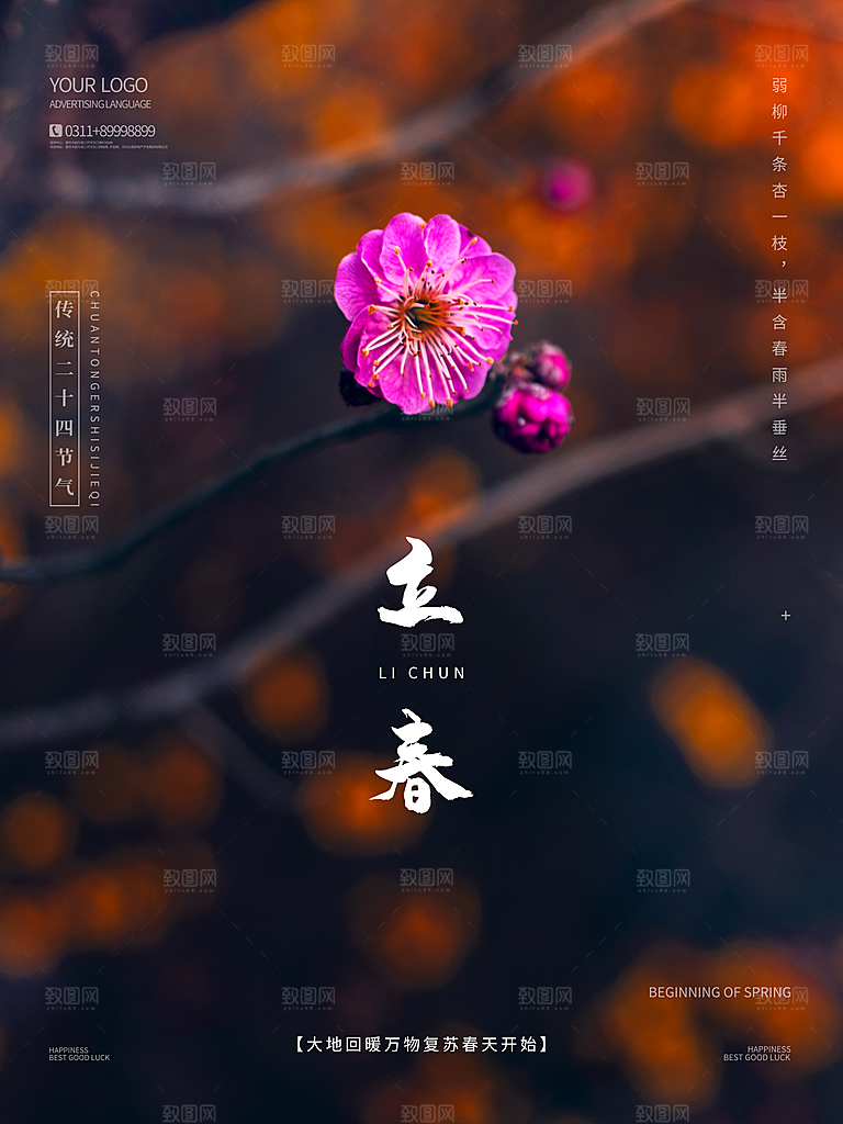 中国传统二十四节气立春节气宣传海报