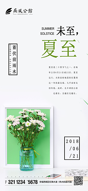 夏至节气简约大气海报