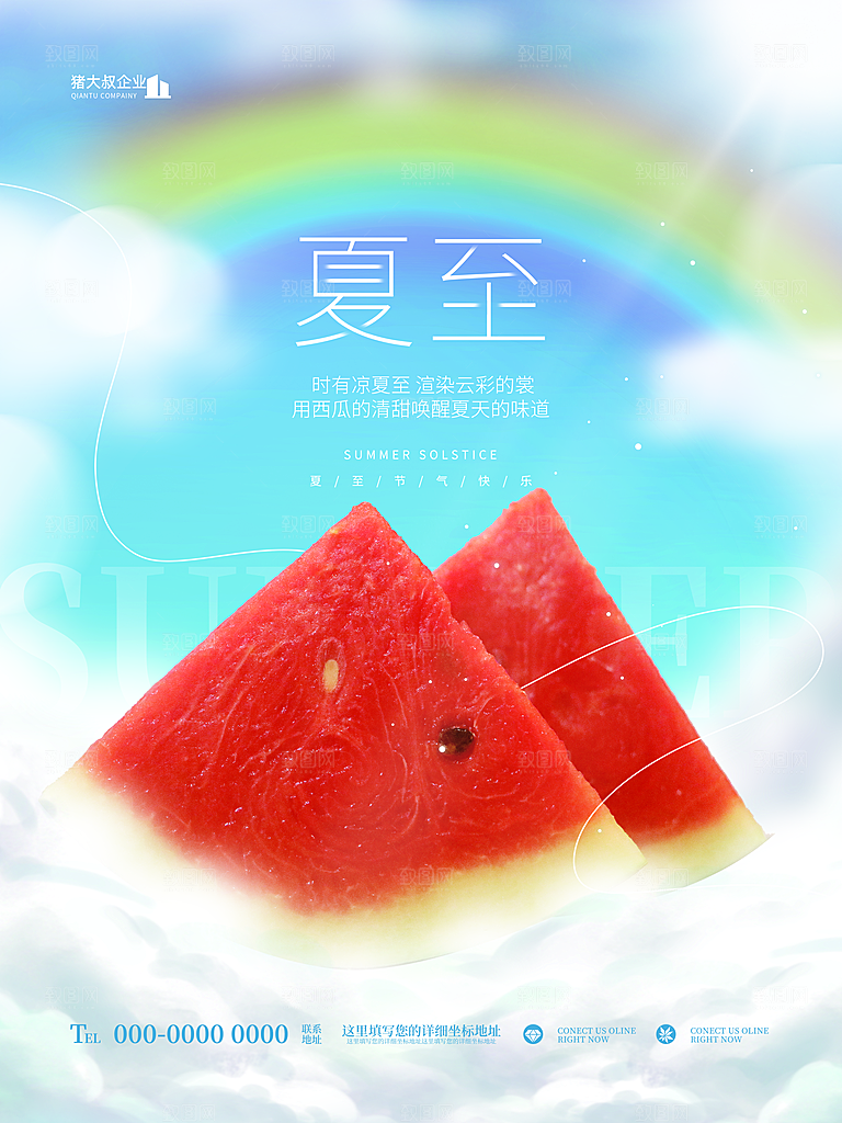 夏至节气简约大气海报
