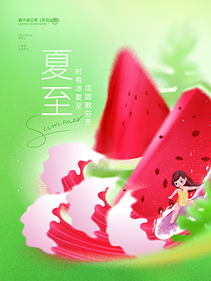 夏至节气简约大气海报