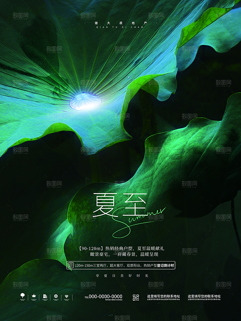 夏至节气简约大气海报