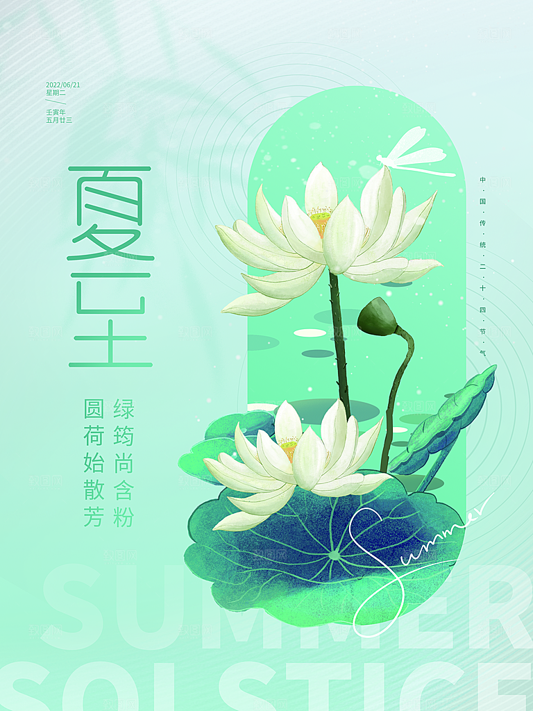 夏至节气简约大气海报