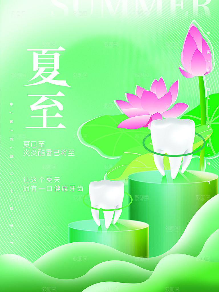 传统节气夏至海报模版