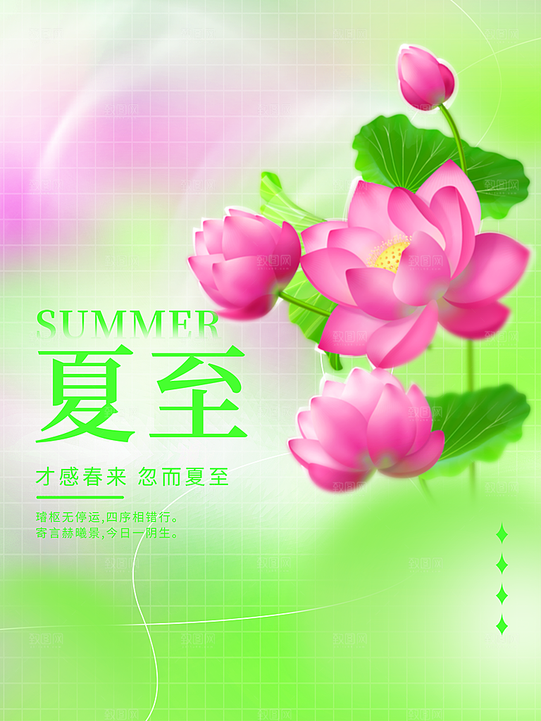 夏至节气简约大气海报
