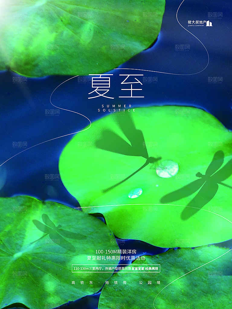 夏至节气简约大气海报