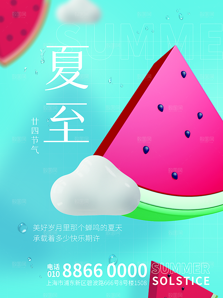 传统节气夏至海报模版