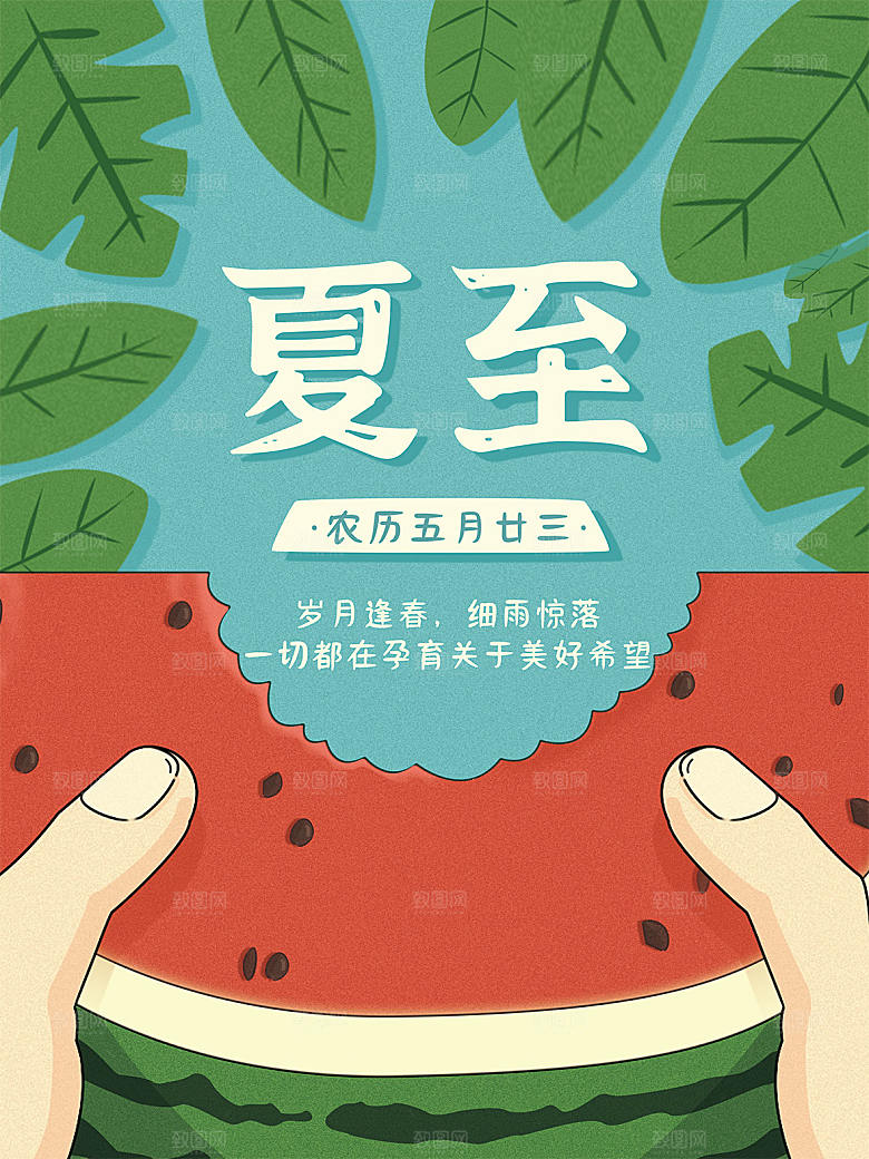 传统节气夏至海报模版