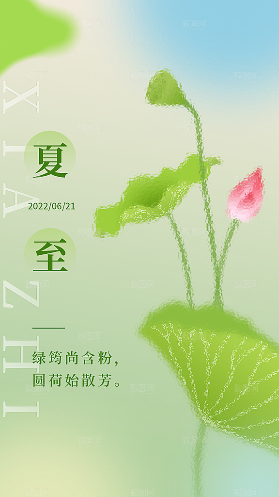 夏至节气简约大气海报