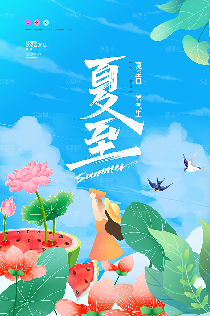 传统节气夏至海报模版