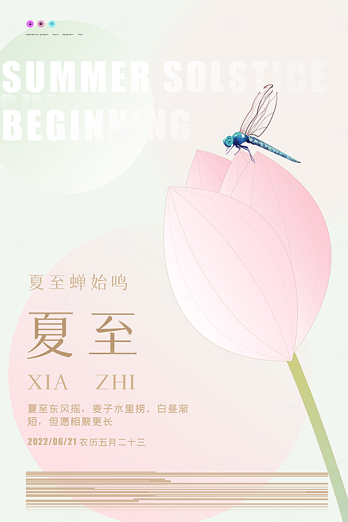 传统节气夏至海报模版