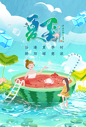夏至节气简约大气海报