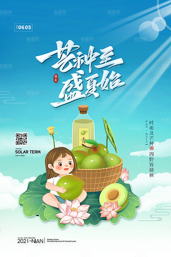 芒种节气简约大气海报